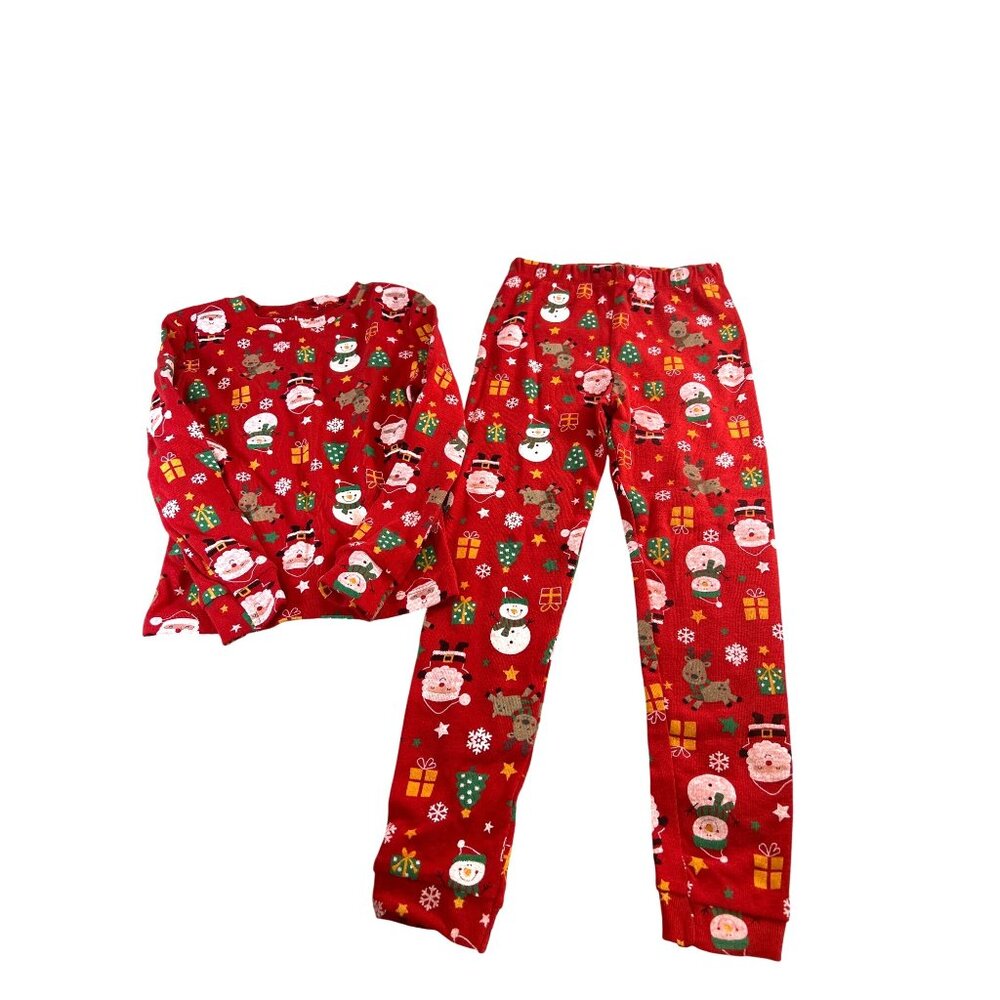 Kinnly Girls Pajama Set Christmas Snug Fit Red Multi Size 5/6